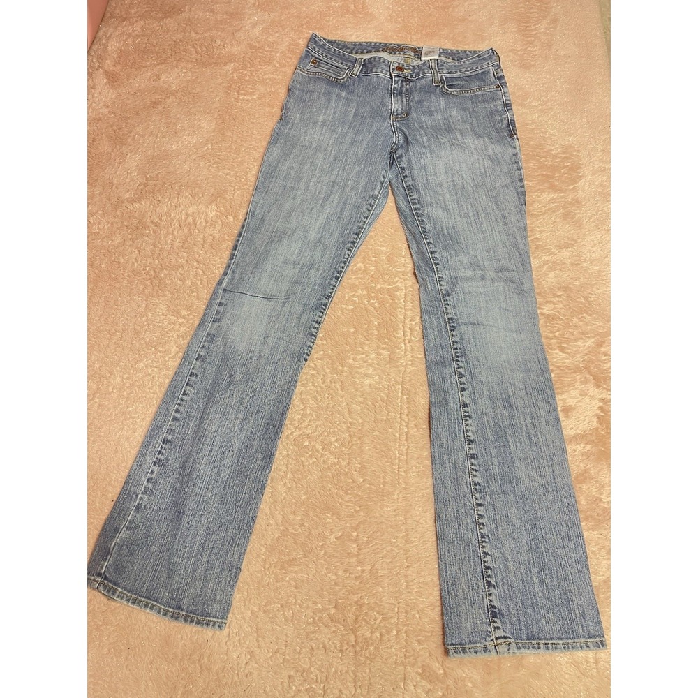 Eddie Bauer Jeans Women's 6L Blue Cotton Denim Mid Rise Wide Leg Casual Bin11